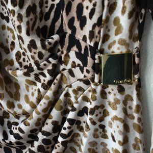 Calvin Klein Leopard Print Long Sleeve Blouse